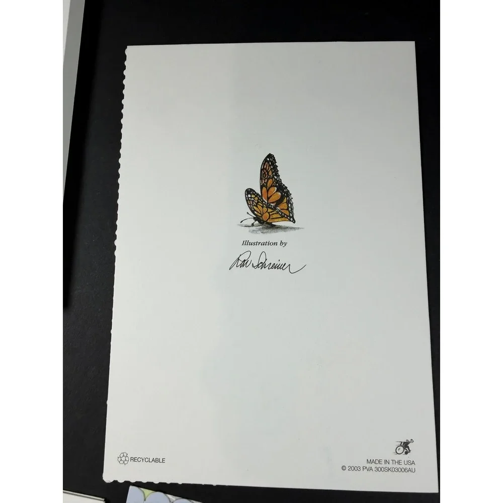 VTG PVA Friendship Greeting Cards Set 5 Blue Floral Butterfly Note Cards